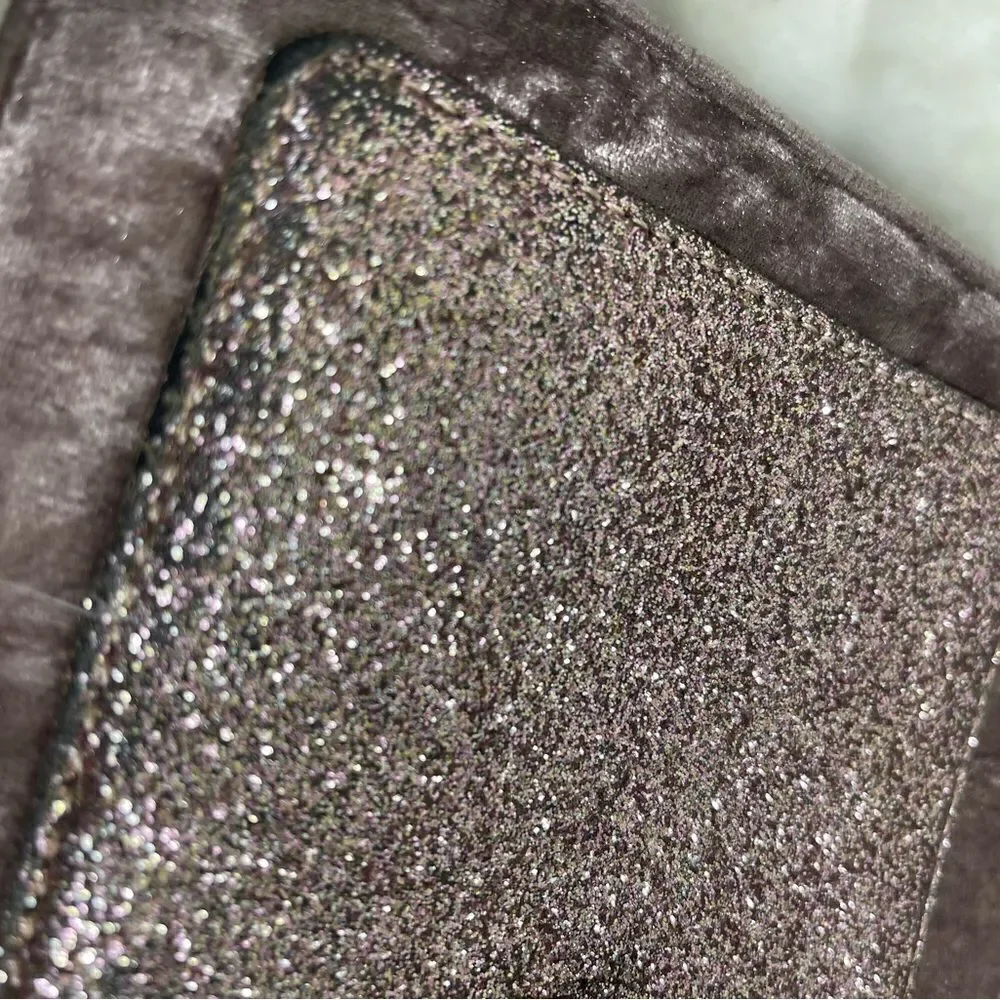 Aldo rose gold glitter &light brown velvet satchel/shoulder bag gold tone accent